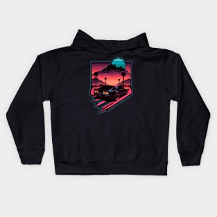 1980s Cyber Summer's Night Rider by gnarly Kids Hoodie